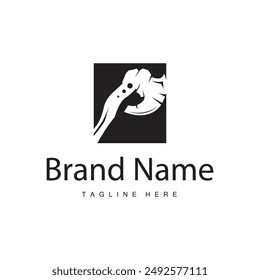 Woodcutter tool axe logo carpentry simple design silhouette illustration template