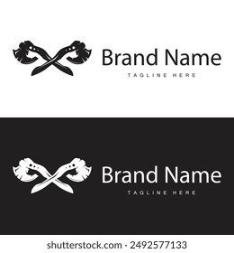Woodcutter tool axe logo carpentry simple design silhouette illustration template