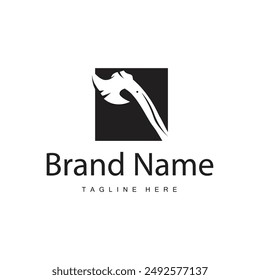 Woodcutter tool axe logo carpentry simple design silhouette illustration template