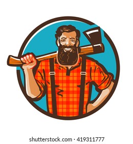 Woodcutter Vector Logo Lumberjack Carpenter Icon Stock Vector (Royalty ...