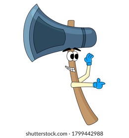 woodcutting axe with cartoon character face