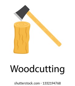 Woodcutting flat icon design 