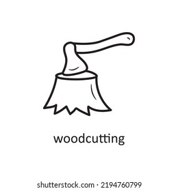 Woodcutting vector Outline Icon Design illustration. Nature Symbol on White background EPS 10 File