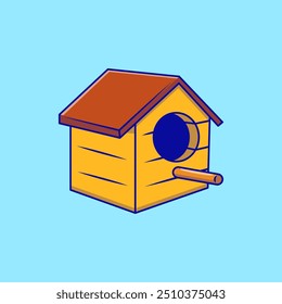 Ilustração do ícone do vetor do ninho de Woodden Bird House. Objeto Natureza Animal. Estilo Flat Cartoon. 