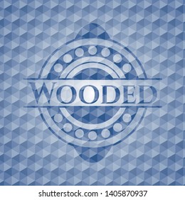 Wooded blue polygonal emblem. Vector Illustration. Detailed.