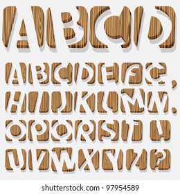 Wooden 3D alphabet.Vector eps10