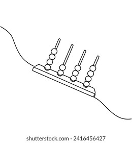wooden abacus calculation in one line art drawing
