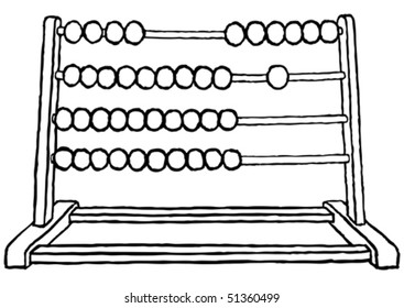 Wooden abacus with colored balls, vector illustration.