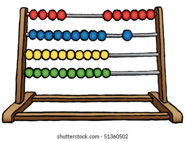 Wooden abacus with colored balls, vector illustration.
