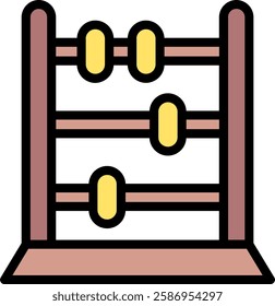 Wooden abacus with colorful beads. Ancient counting tool for mathematics.