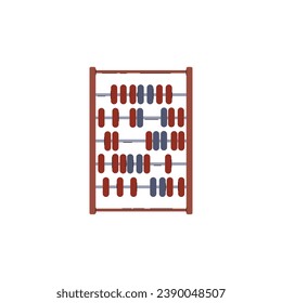 Abacus de madera, icono plano simple, ilustración vectorial aislada en fondo blanco. Herramienta para el recuento, matemáticas o equipos antiguos educativos aritméticos, calculadora de juguetes estilo caricatura.