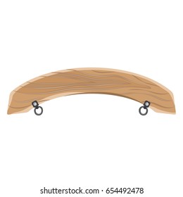 Wooden advertising sign board with metal clips vector illustration isolated on white background. Empty billboard for announcements and messanges