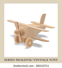 Wooden airplane, series-Realistic vintage toys