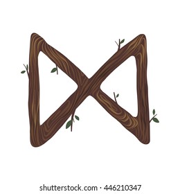 Wooden alphabet with ancient runes. Scandinavian letters in vector