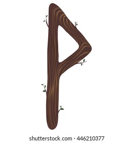 Wooden alphabet with ancient runes. Scandinavian letters in vector