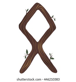 Wooden alphabet with ancient runes. Scandinavian letters in vector