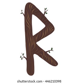 Wooden alphabet with ancient runes. Scandinavian letters in vector