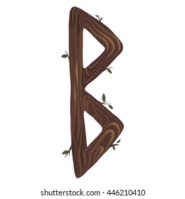 Wooden alphabet with ancient runes. Scandinavian letters in vector