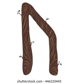 Wooden alphabet with ancient runes. Scandinavian letters in vector