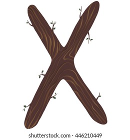 Wooden alphabet with ancient runes. Scandinavian letters in vector