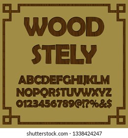 Wooden alphabet blocks, numbers and punctuation symbols. Wooden icon for ecology activity with text 

