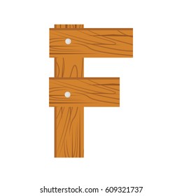 wooden alphabet F letter icon isolated on white background