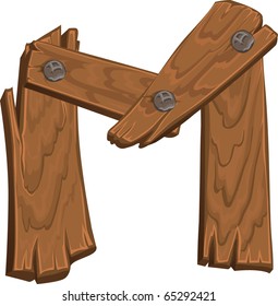 wooden alphabet - letter M on white  background