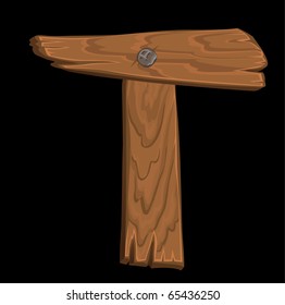 wooden alphabet - letter T  on black background