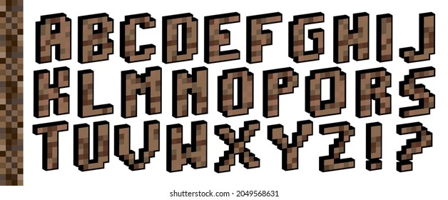 wooden alphabet letters 3D 8 bit