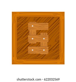 wooden alphabet S letter icon isolated on white background