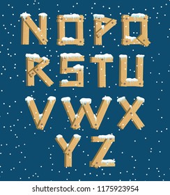 Wooden Alphabet With Snow