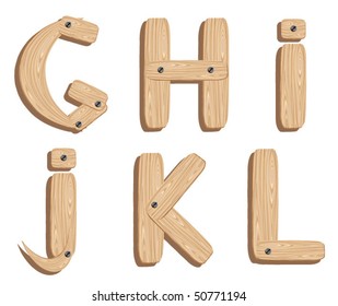 Wooden alphabet. Vector