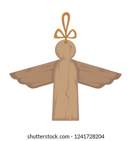 Wooden angel with wings, Christmas decor, house adornment of wood