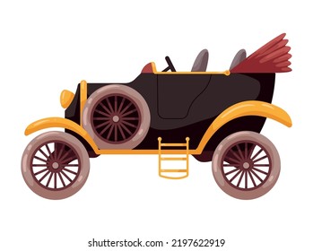 wooden antique retro car icon