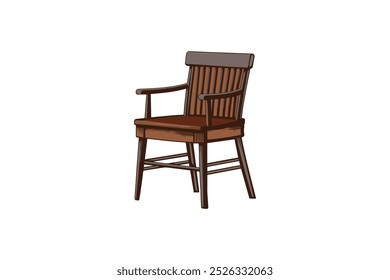 Wooden armchair vintage style vector illustration. Design for retro-inspired furniture graphics and art