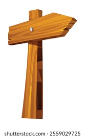Wooden arrow direction signpost pointing right with simple rustic design. Vector cartoon illustration