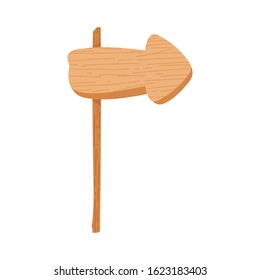 wooden arrow guide direction on stick vector illustration