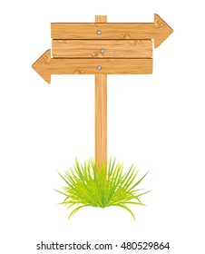 wooden arrow guide sign vector illustration design