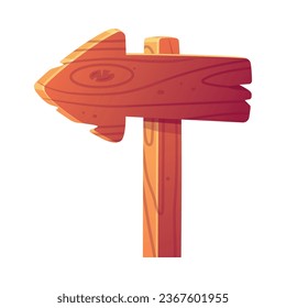 Puntero de flecha de madera y placa en polo para ilustración de vectores de dirección o información