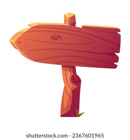 Puntero de flecha de madera y placa en polo para ilustración de vectores de dirección o información