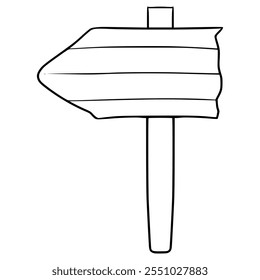 wooden arrow sign left illustration hand drawn outline vector