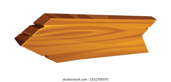 Wooden arrow sign pointing left with textured surface. Vector illustration isolated on white background