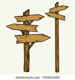 Holzpfeil-Schild und Zeigerkonzept im Vintage-Stil, einzelne Vektorgrafik