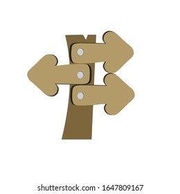 wooden arrows guide label vector