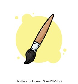 Wooden Artist Painting Brush Cartoon Icon Vector Illustration. Isolated background. Art supplies