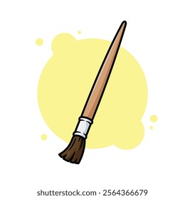 Wooden Artist Painting Brush Cartoon Icon Vector Illustration. Isolated background. Art supplies