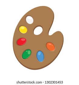 Wooden artist palette isolated on a white background