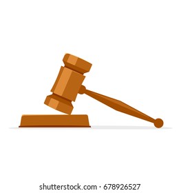 wooden auction gavel. Vector illustration isolated on white background