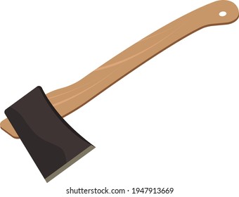 Wooden ax, illustration, vector on white background.
