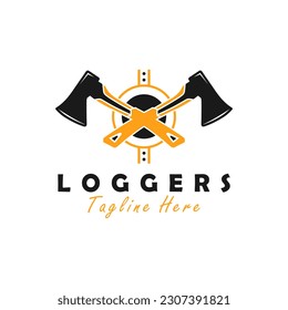 wooden ax vector illustration logo design